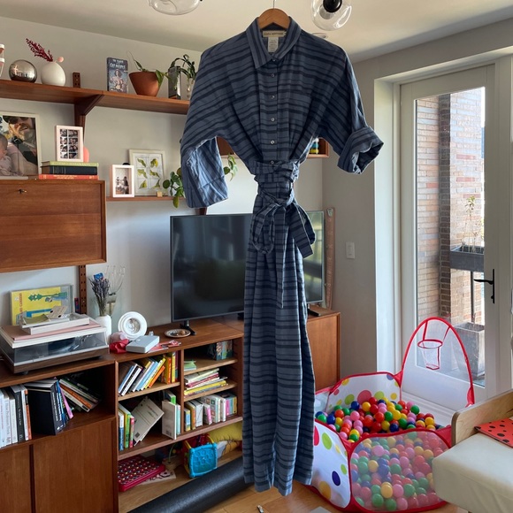 Mara Hoffman Blue Striped Organic Linen Jumpsuit - Picture 3 of 6